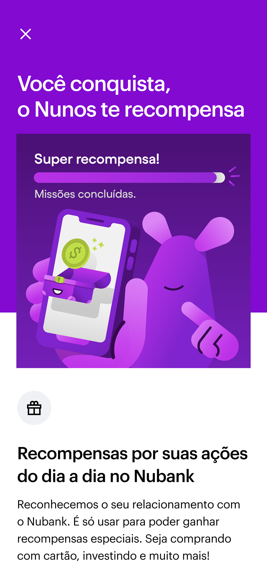 Nubank Nunos rewards summary screen