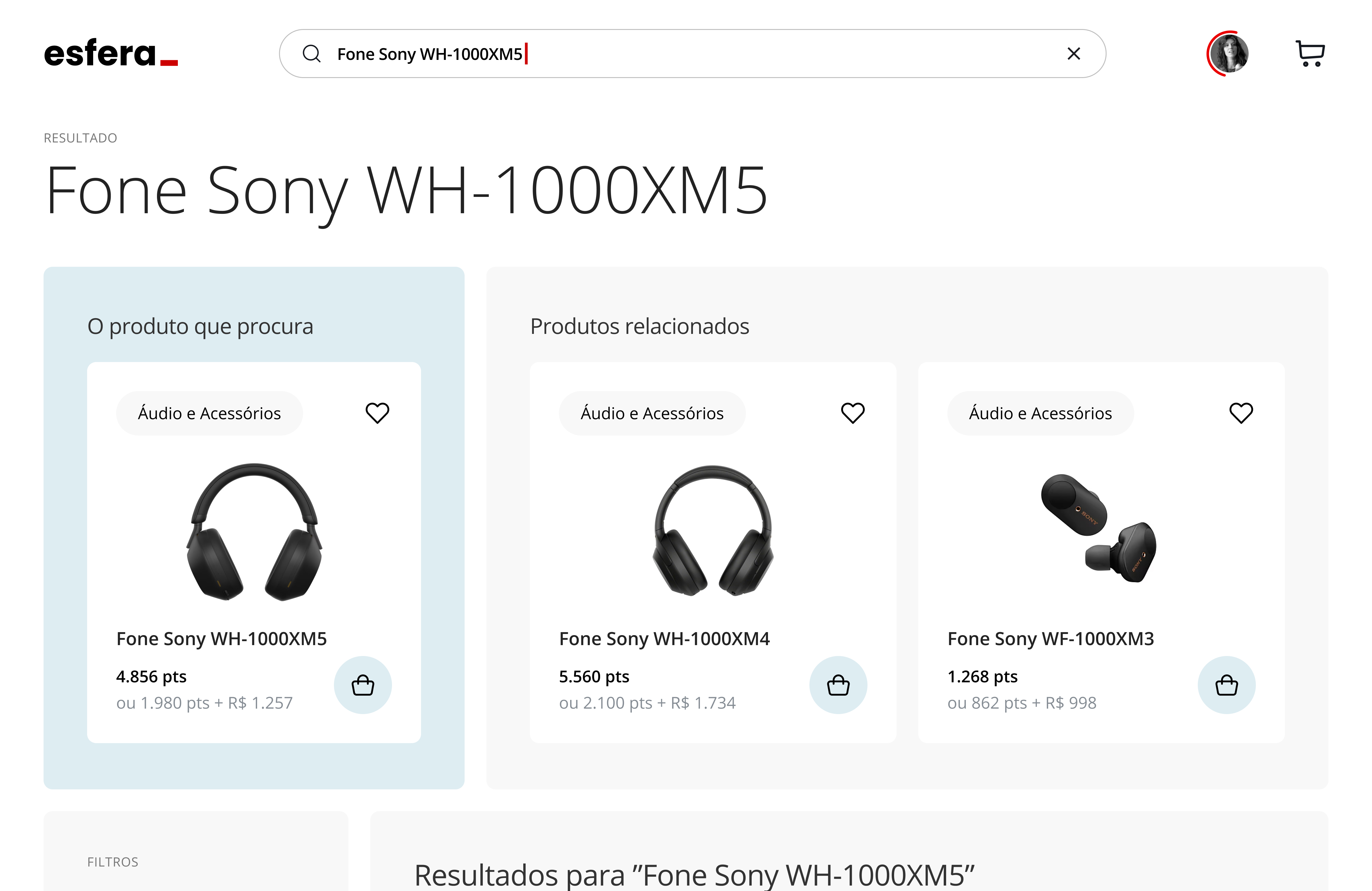 Santander Esfera category layout screen